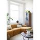 Hoekbank links Romont bruin + hocker beige
