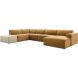 Hoekbank links Romont bruin + hocker beige
