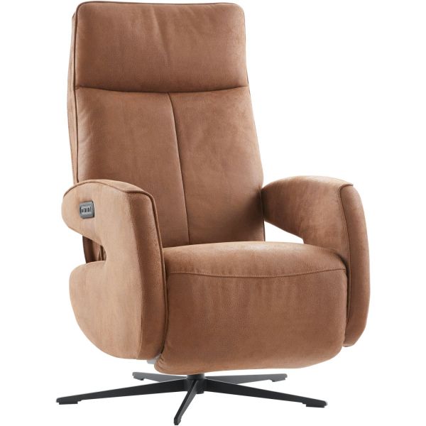 Relaxfauteuil Niland elektrisch medium microleder bruin