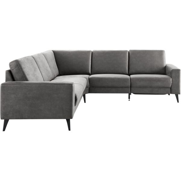 Hoekbank links Nyborg microleder grijs basic comfort