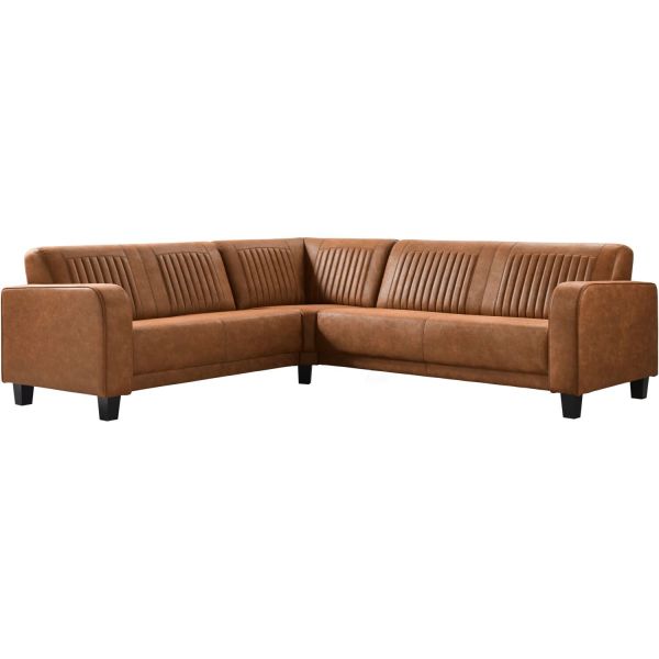 Hoekbank links Mills microleder cognac premium comfort