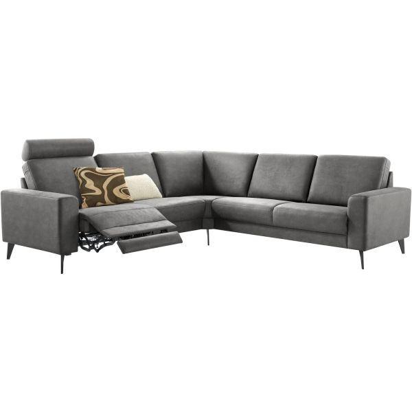 Hoekbank rechts Nyborg microleder antraciet relaxfunctie premium comfort