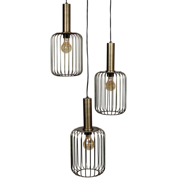 Hanglamp Bincerro brons metaal 3-lichts cluster