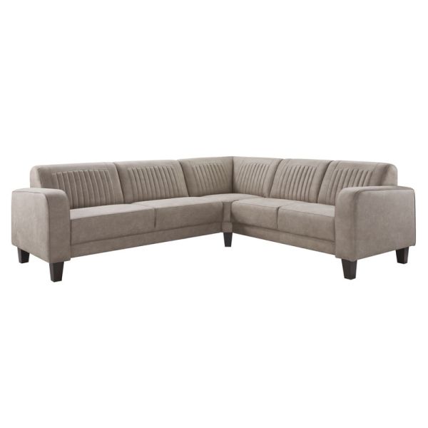 Hoekbank rechts Mills microleder taupe basic comfort