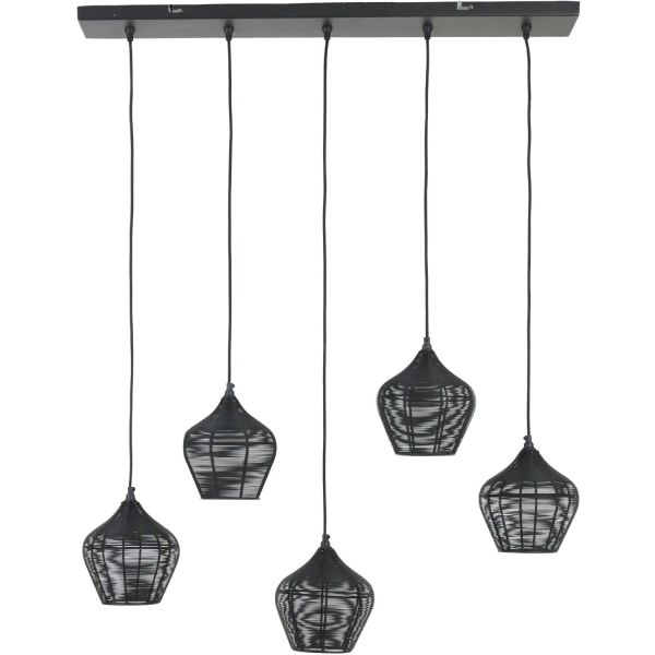 Hanglamp Bendigo zwart 5-lichts