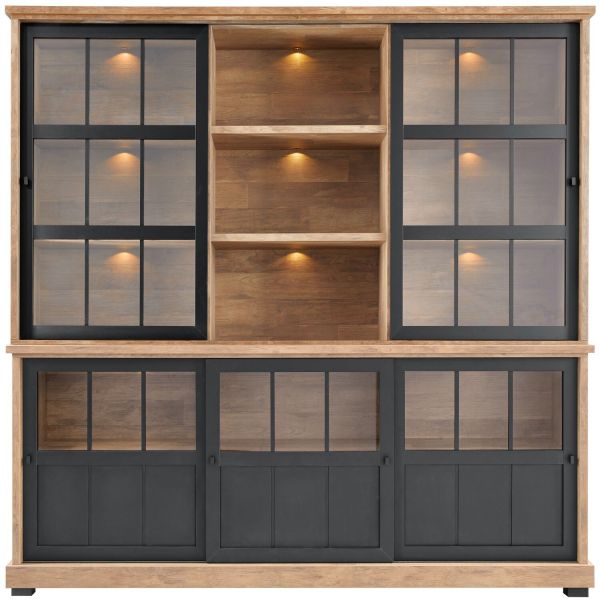 Vitrinekast Ladonia 210x209x50 cm 5 glazen schuifdeuren