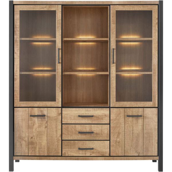 Vitrinekast Mantera 200x180x48 cm lichtbruin