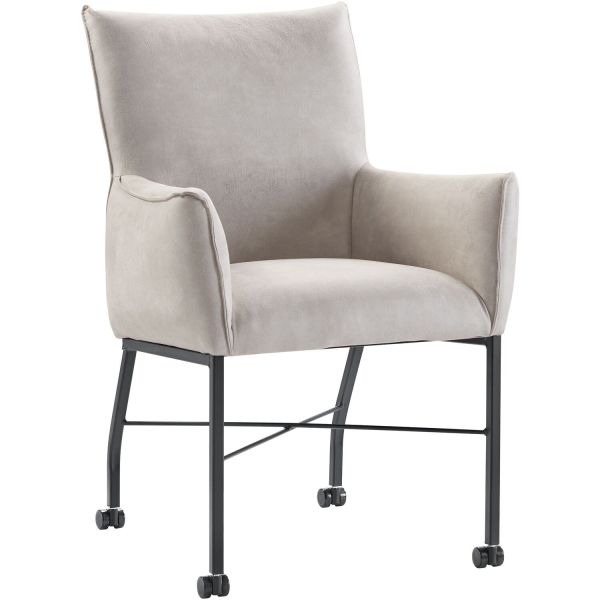 Eetkamerstoel Myro microleder grijs met wieltjes