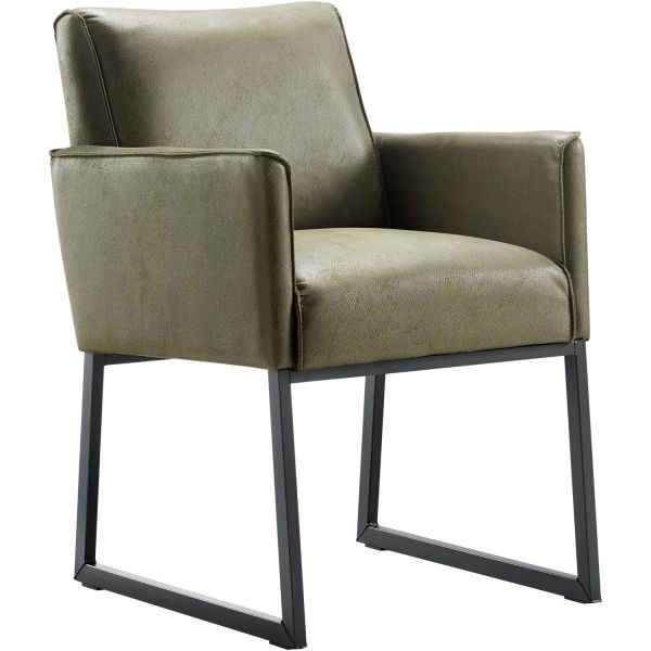 Eetkamerstoel met armleuning Thurso microleder groen