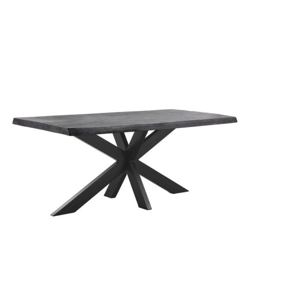 Eettafel Newhaven zwart mangohout 180x90 cm rechthoekig