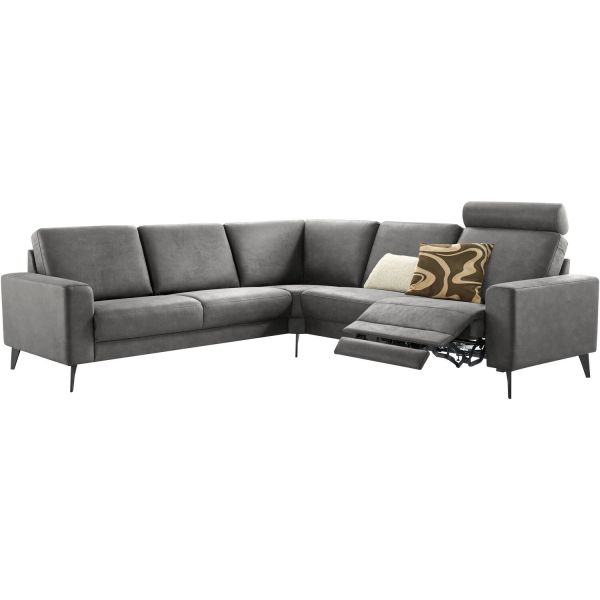 Hoekbank links Nyborg microleder antraciet relaxfunctie basic comfort