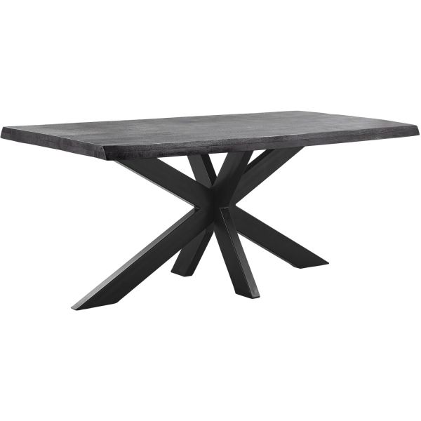 Eettafel Newhaven zwart mangohout 220x100 cm rechthoekig