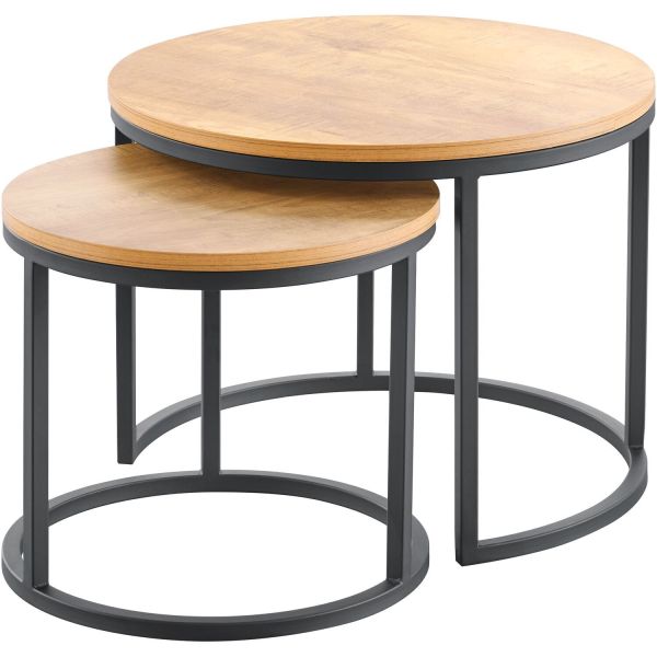 Bijzettafelset Budrio bruin 45 en 60 cm rond