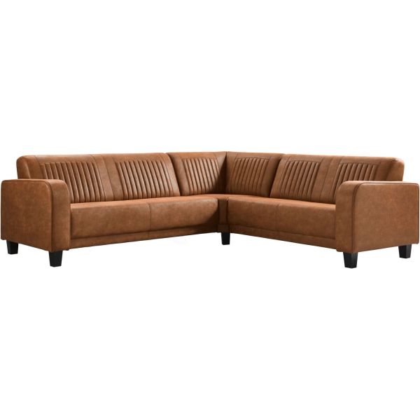 Hoekbank rechts Mills microleder cognac premium comfort