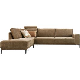 Hoekbank links Clanton bruin premium comfort met hoofdsteun
