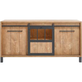 Dressoir Alva 90x179x50 cm orange teak met verlichting