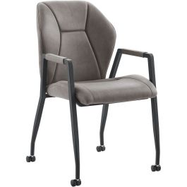 Eetkamerstoel Morada microvezel antraciet met wieltjes