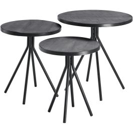 Bijzettafelset Chiva zwart (set van 3) rond