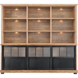 Wandmeubel Ladonia 210x233x50 cm 3 glazen deuren