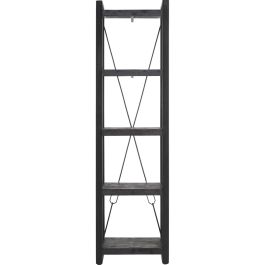 Boekenkast Newhaven zwart mangohout 200x55x40 cm