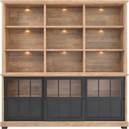 Wandmeubel Ladonia 210x209x50 cm 3 glazen schuifdeuren