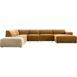 Hoekbank Romont bruin hocker beige basic comfort