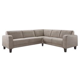 Hoekbank rechts Mills microleder taupe basic comfort