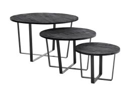 LACENO 15798 Salontafel set mangoht zwart pt.zw.mt