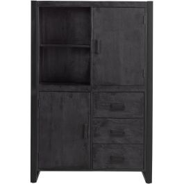 Opbergkast Newhaven zwart mangohout 150x100x43 cm