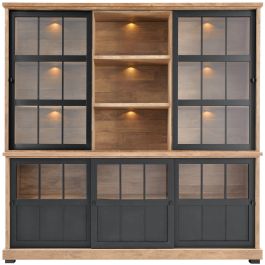 Vitrinekast Ladonia 210x209x50 cm 5 glazen schuifdeuren