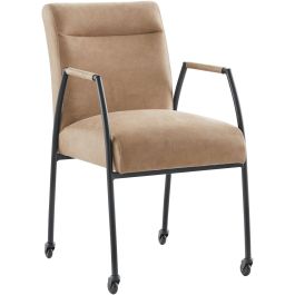 Eetkamerstoel Orense microleder bruin met wieltjes