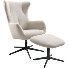 Draaifauteuil Renville beige met voetenbank