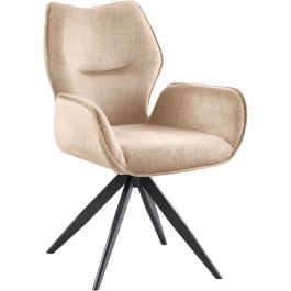 Eetkamerstoel met armleuning Oviedio draaibaar beige