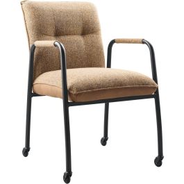 Eetkamerstoel Alzy bruin met wieltjes