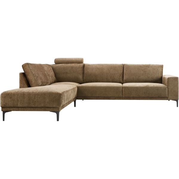 Hoekbank links Clanton bruin basic comfort met hoofdsteun