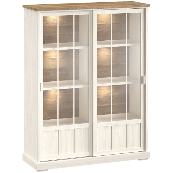 Vitrinekast Eldora 188x143x50 cm 2 glazen schuifdeuren