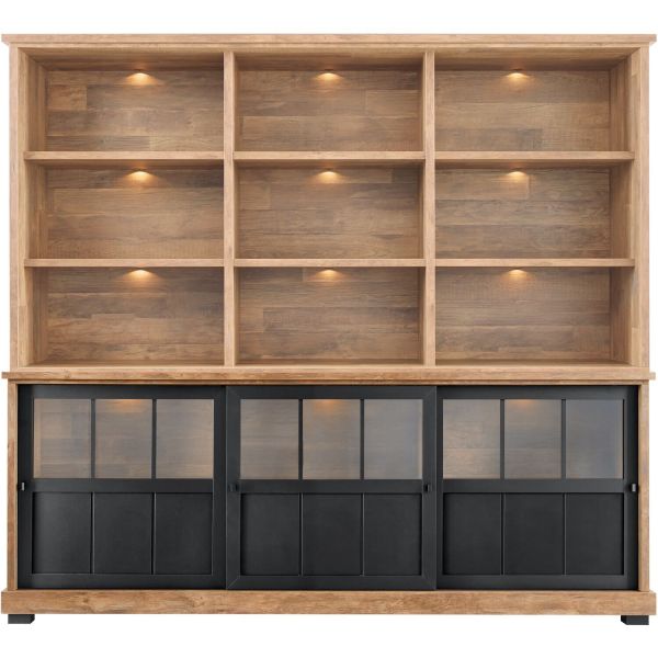 Wandmeubel Ladonia 210x233x50 cm 3 glazen deuren