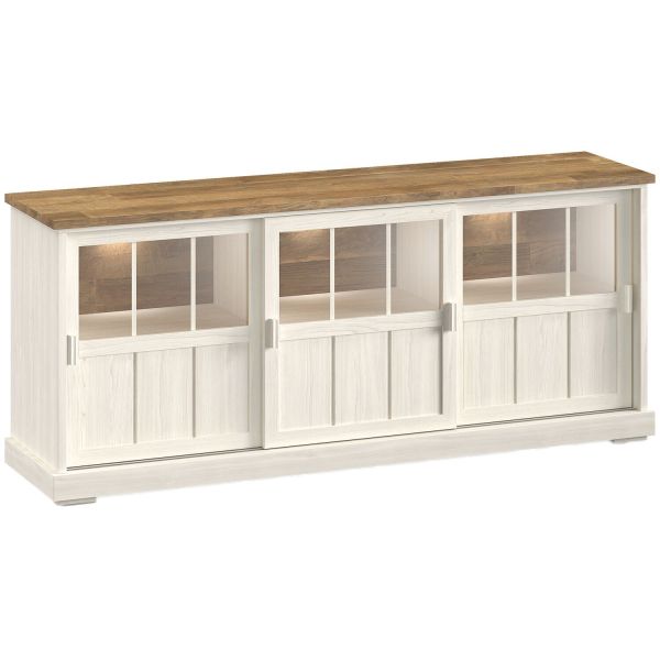 Dressoir Eldora 209 cm met 3 glazen schuifdeuren en verlichting