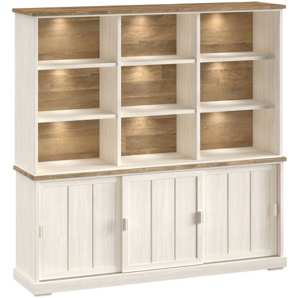 Wandkast Eldora 210x209x50 cm 3 schuifdeuren en verlichting