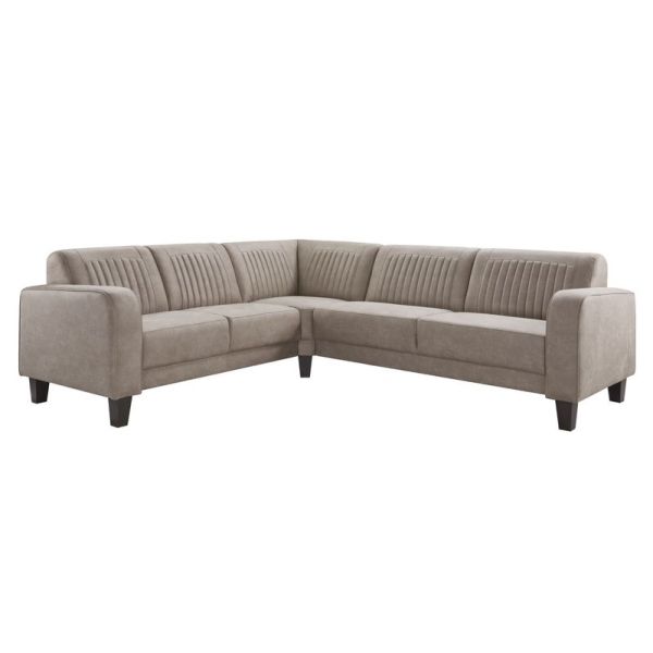 Hoekbank links Mills microleder taupe basic comfort