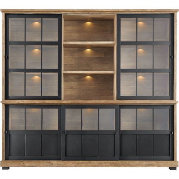 Vitrinekast Ladonia 210x233x50 cm 5 glazen schuifdeuren