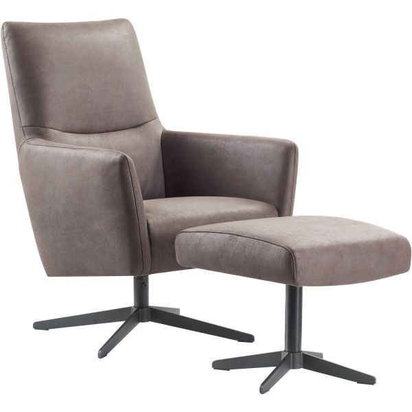 Draaifauteuil Varne bruin + voetenbank