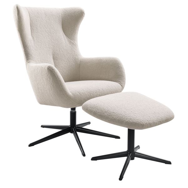 Draaifauteuil Renville beige + voetenbank
