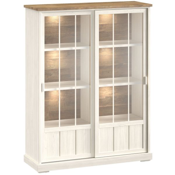 Vitrinekast Eldora 188x143x50 cm 2 glazen schuifdeuren met verlichting