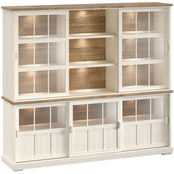 Wandkast Eldora 210x233x50 cm 5 glazen schuifdeuren en verlichting