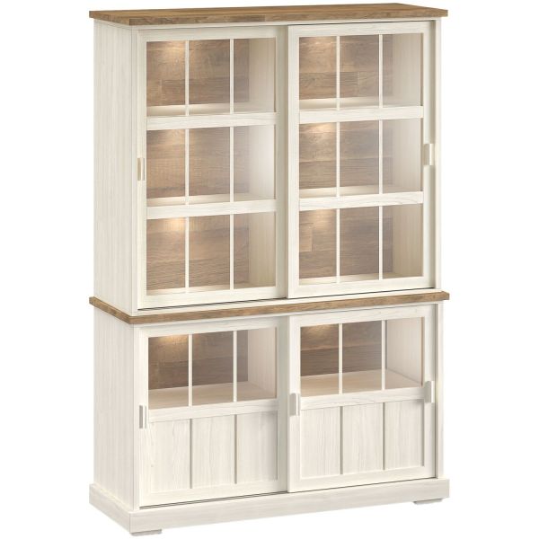 Wandkast Eldora 210x143x50 cm 4 glazen schuifdeuren en verlichting