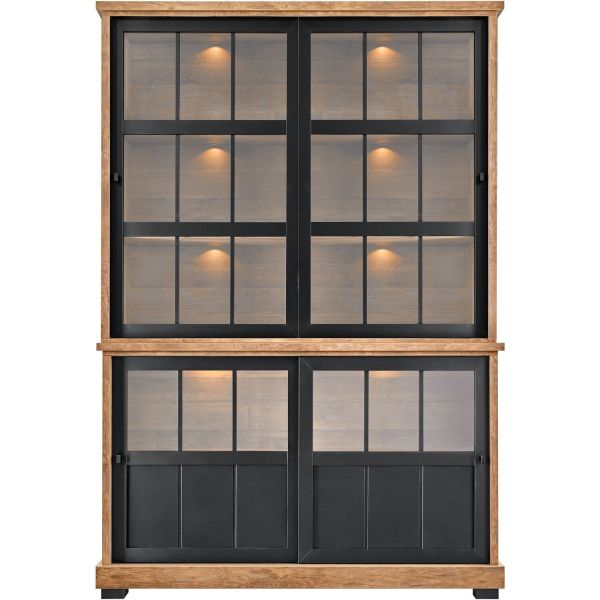 Vitrinekast Ladonia 210x143x50 cm 4 glazen schuifdeuren