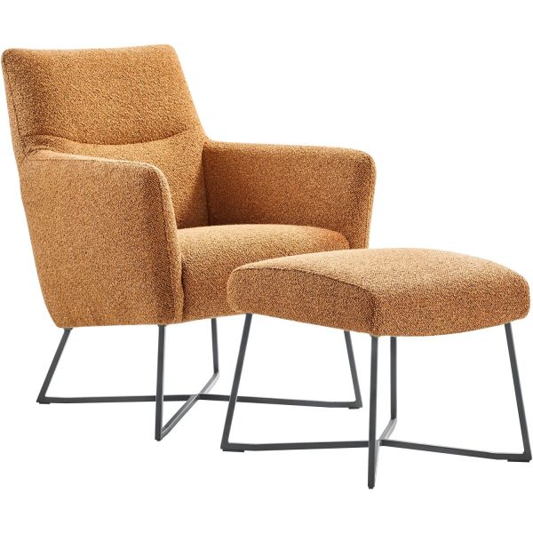 Fauteuil Varne geel met voetenbank basic comfort