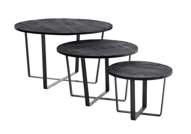 LACENO 15798 Salontafel set mangoht zwart pt.zw.mt