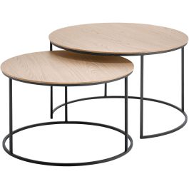 Salontafelset Ferbane misty oak 65 en 75 cm rond